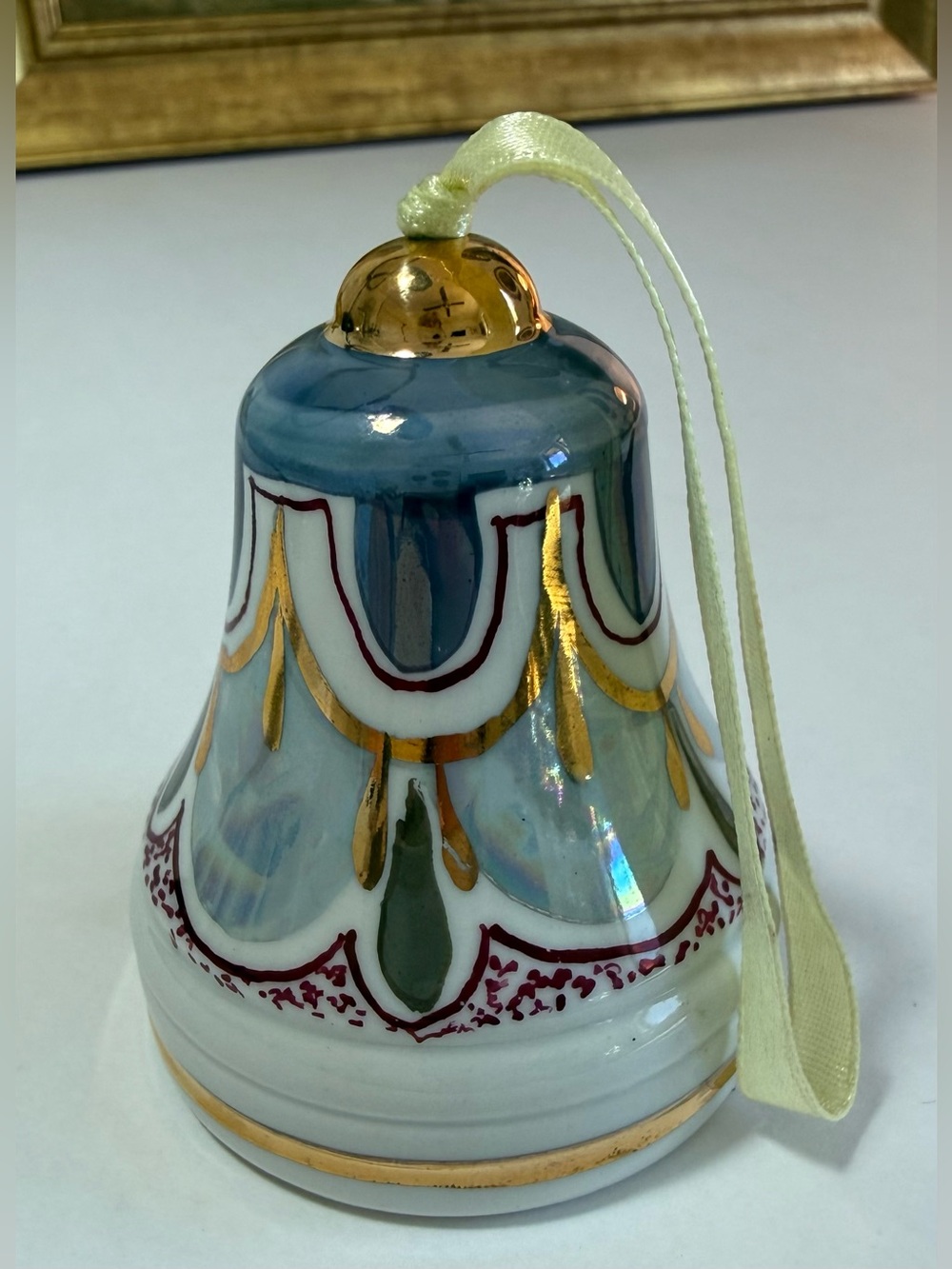 Fenix Russia Porcelain Bell Hand Painted Luster Gold Decorative Bell
